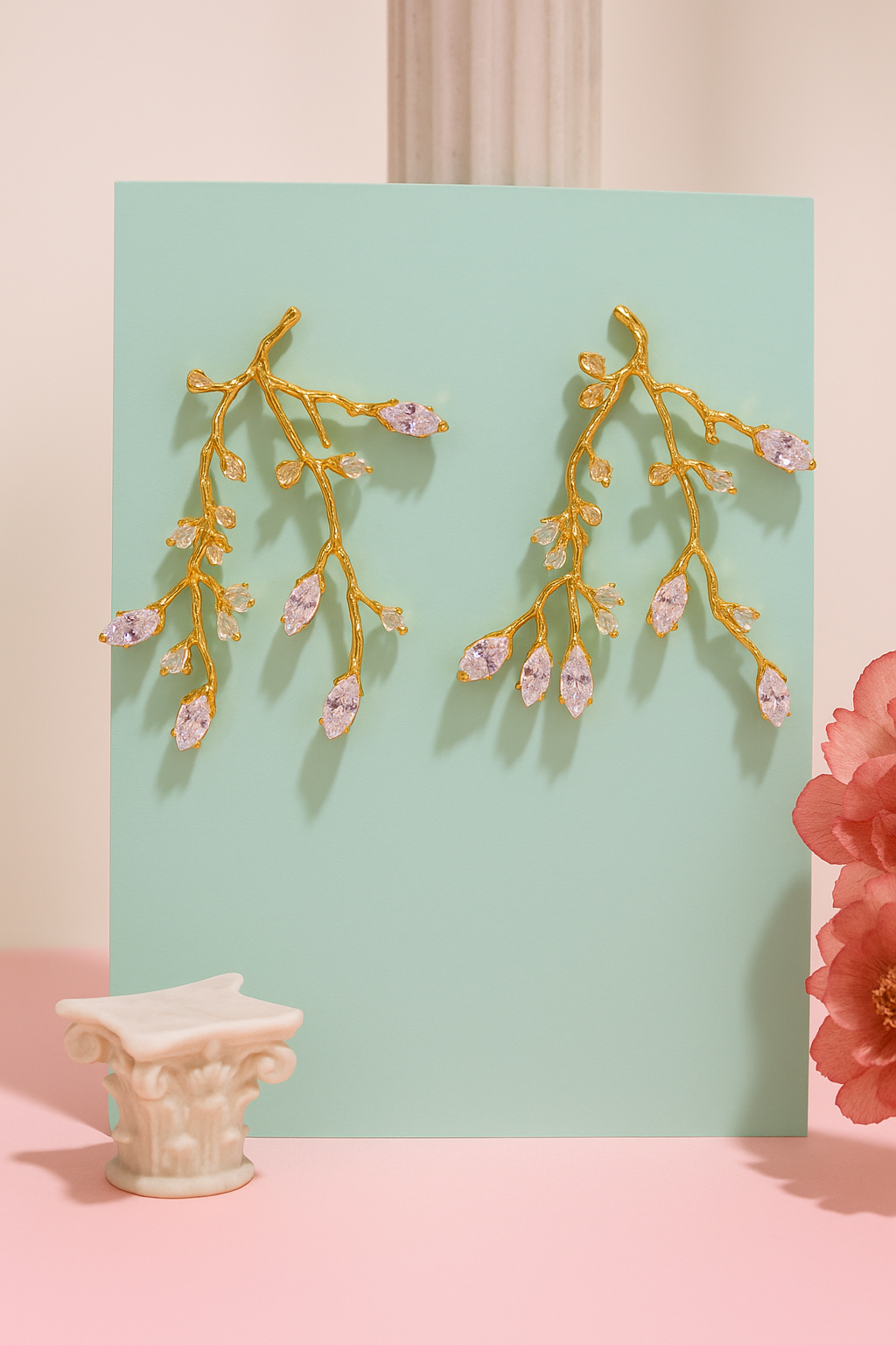 🌿 Orecchino “Rami di Luce” in bronzo con galvanica oro 18 kt